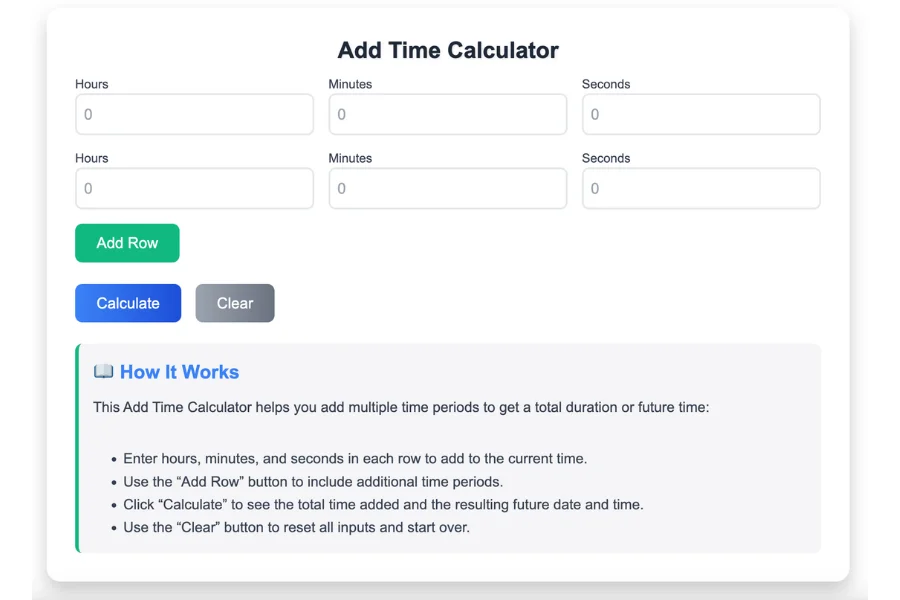 Add Time Calculator