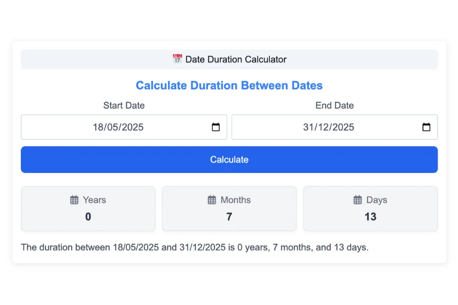 Date Duration Calculator