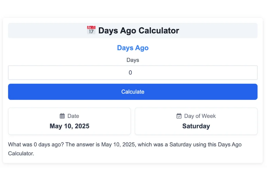 Days Ago Calculator