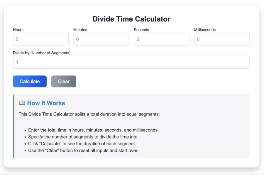 Divide Time Calculator