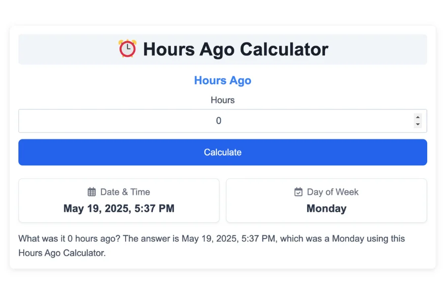 Hours Ago Calculator