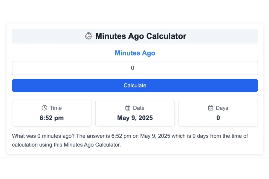Minutes Ago Calculator