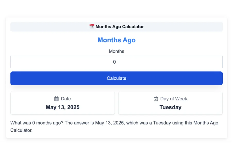 Months Ago Calculator