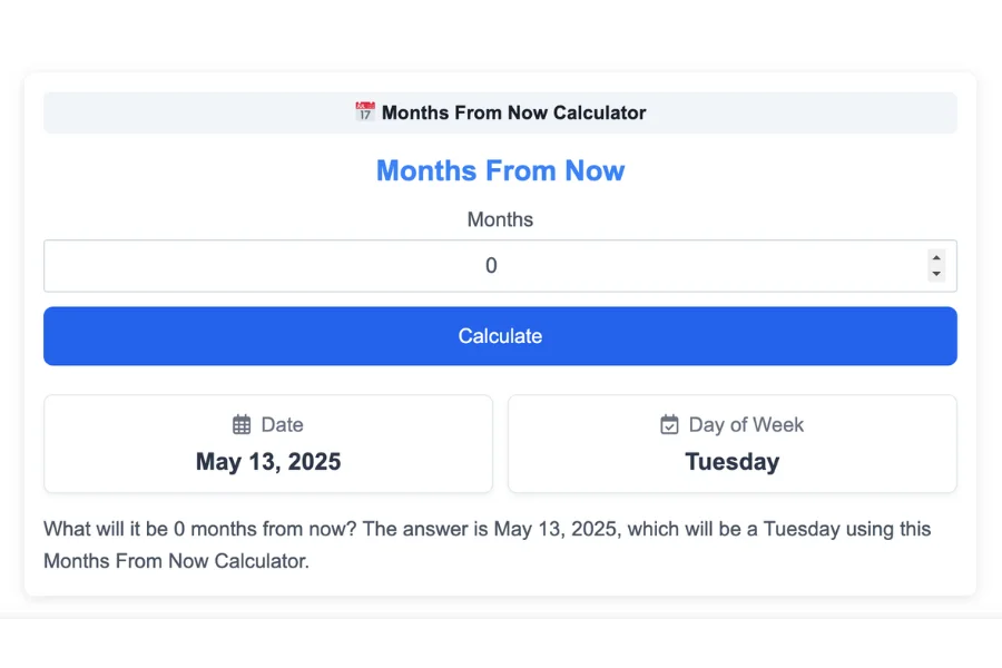 Months From Now Calculator