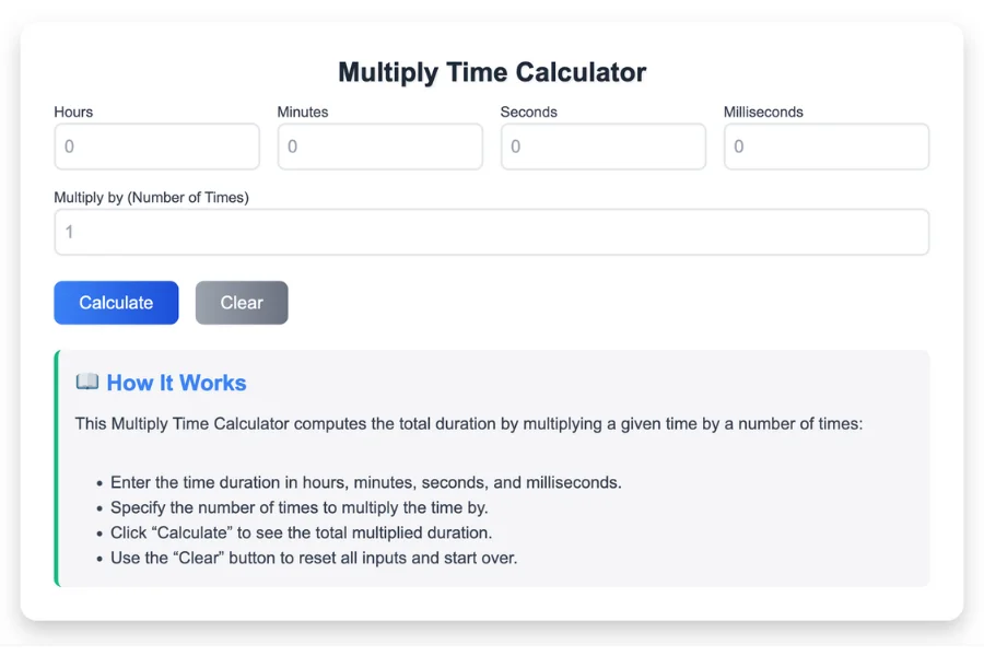 Multiply Time Calculator