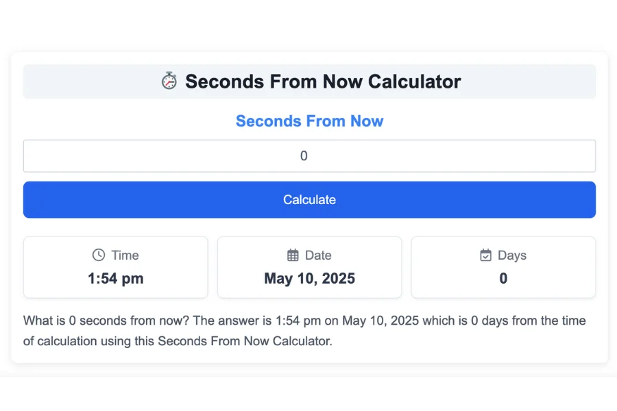 Seconds From Now Calculator