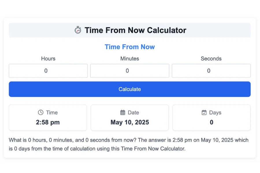 Time From Now Calculator