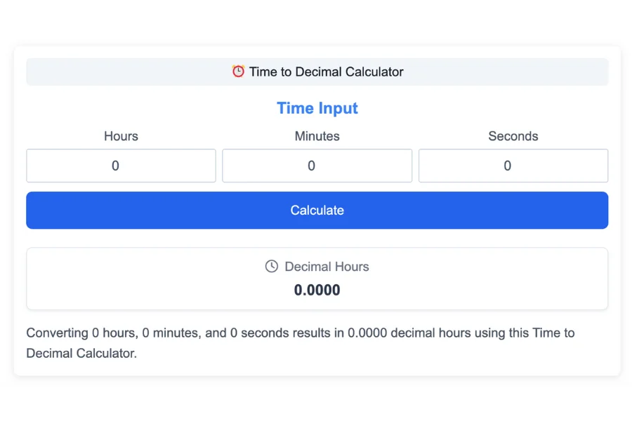 Time to Decimal Calculator