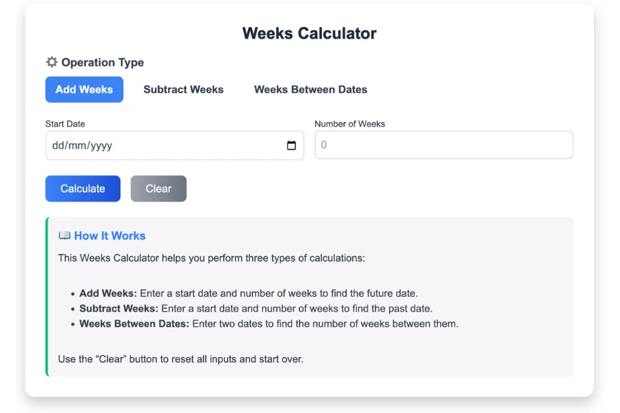 Weeks Calculator
