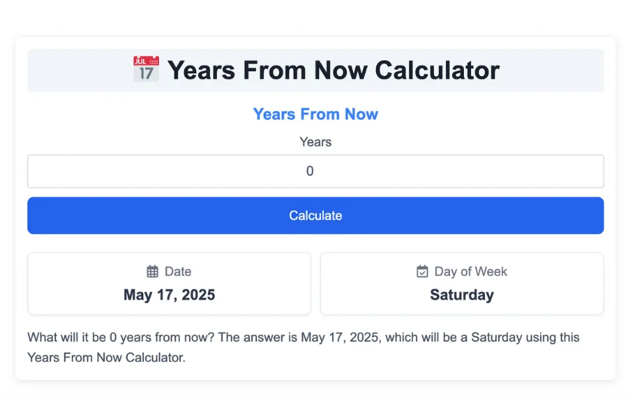 Years From Now Calculator