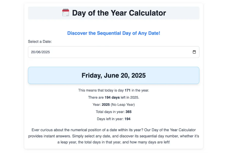 Day of the Year Calculator