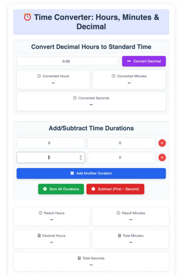 Decimal to Time Calculator