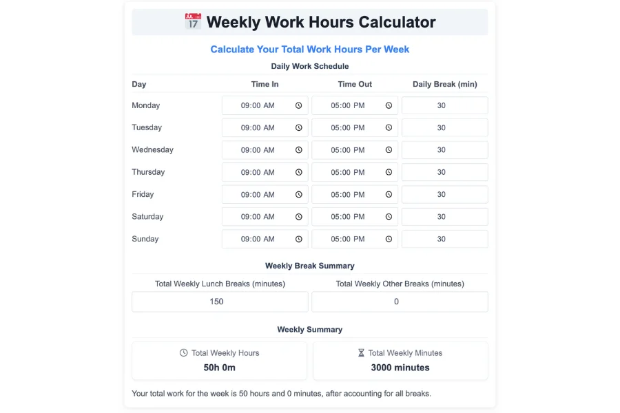Time Card Calculator