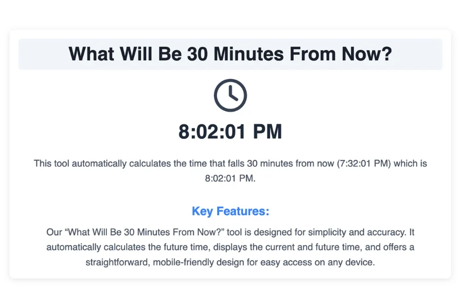 30 Minutes From Now