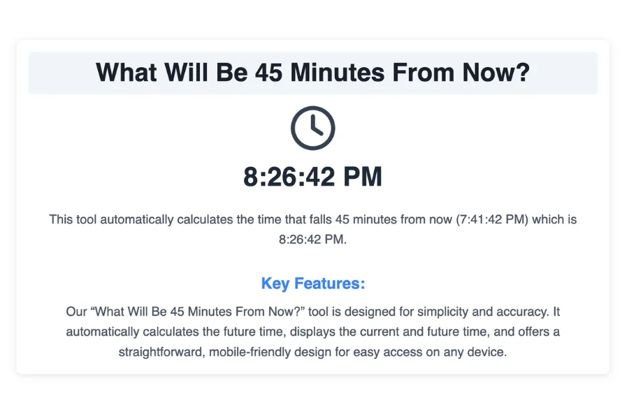45 Minutes From Now