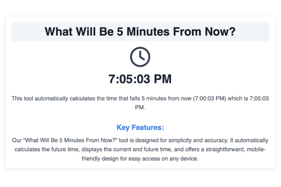 5 Minutes From Now