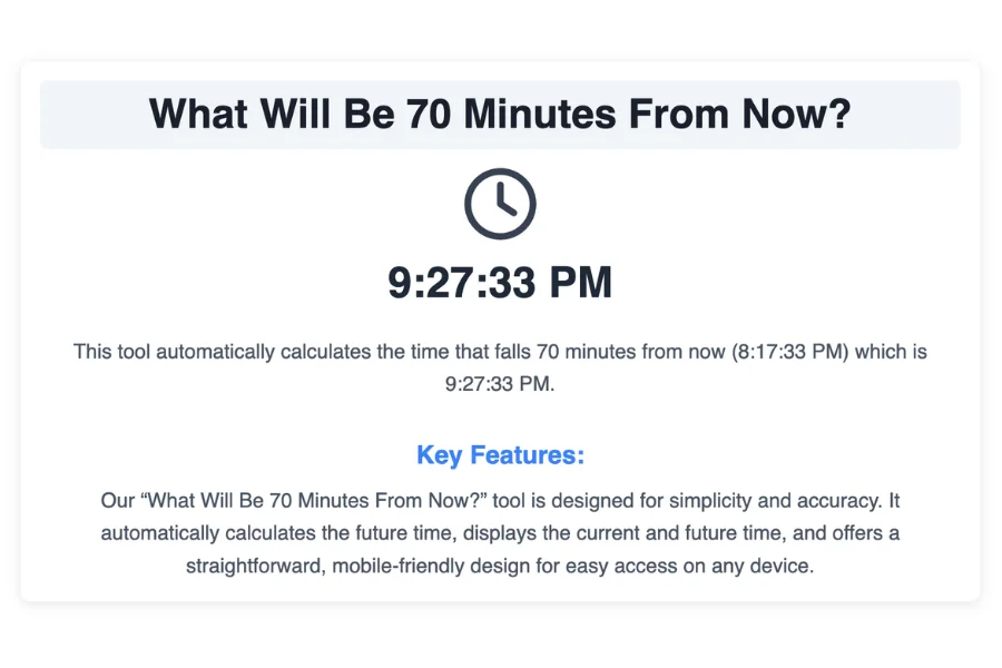 70 Minutes From Now