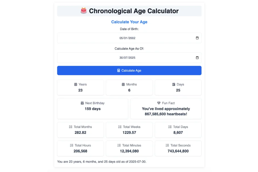 Chronological Age Calculator