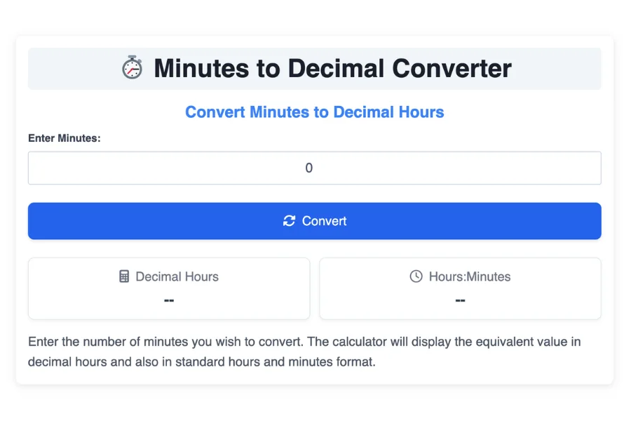 Minutes to Decimal Converter