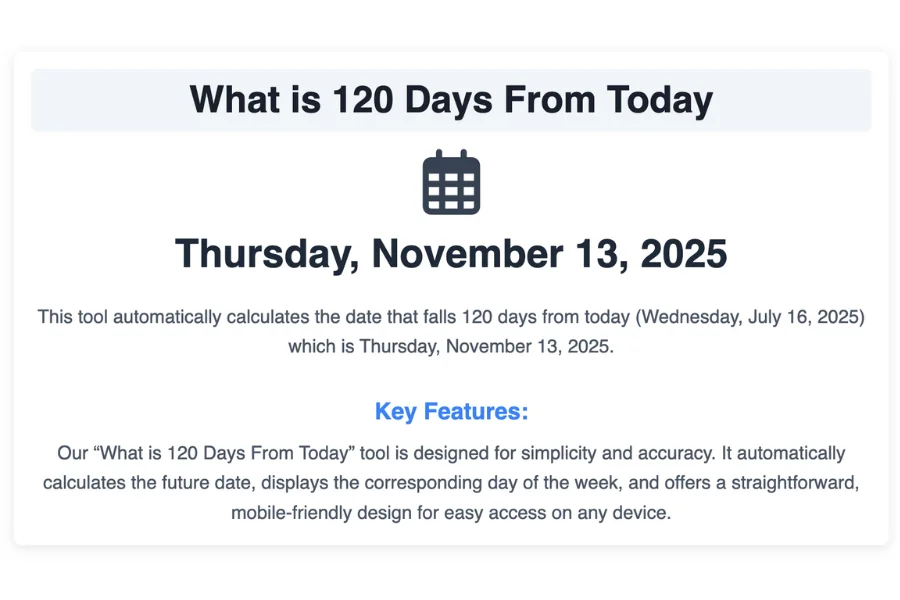 What is 120 Days From Today?