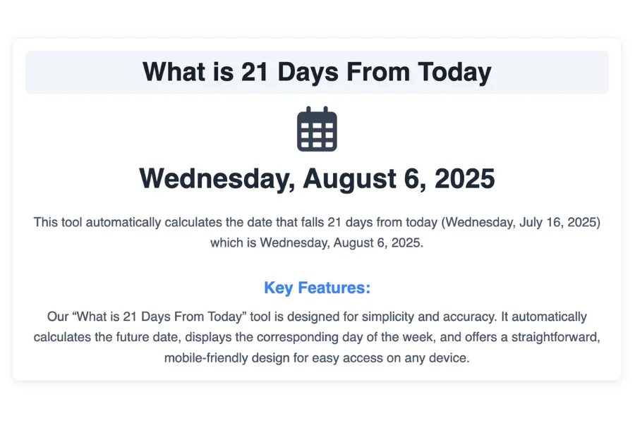 What is 21 Days From Today