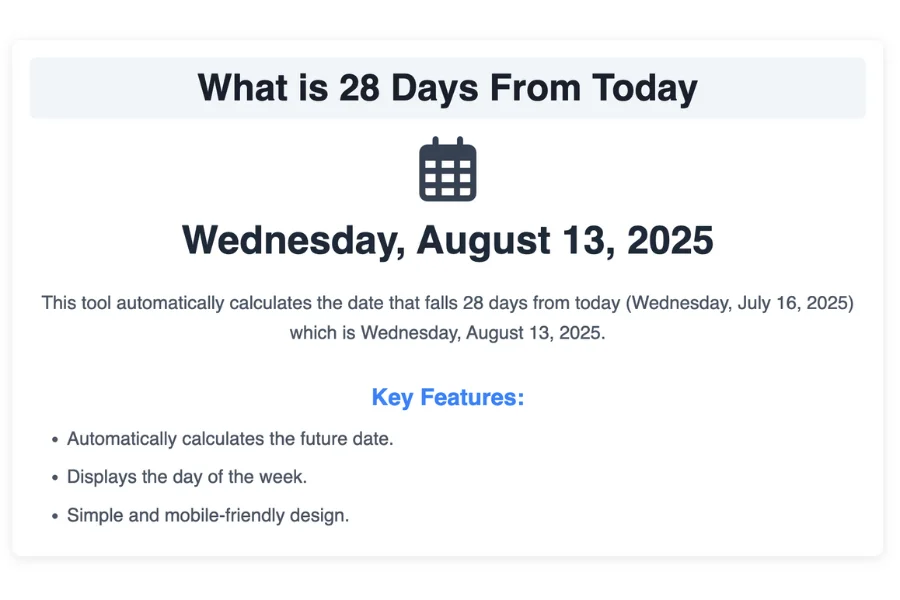 What is 28 Days From Today?