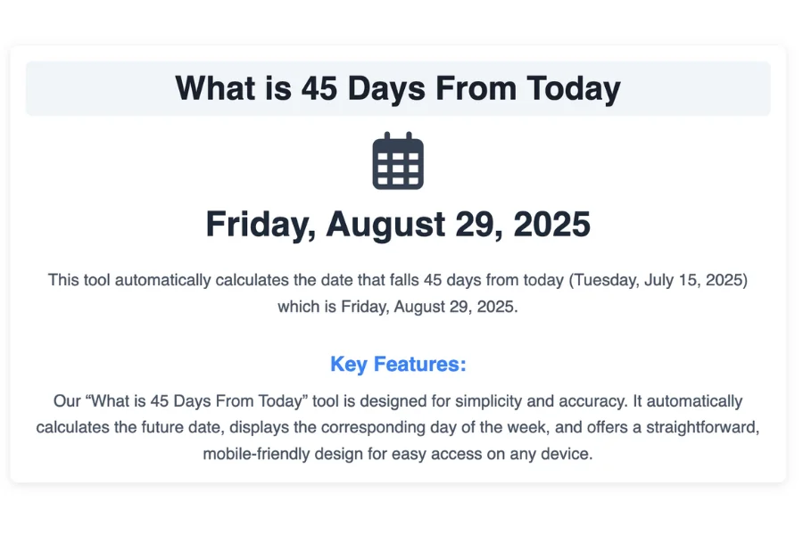 What is 45 Days From Today