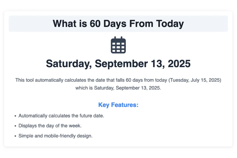 What is 60 Days From Today