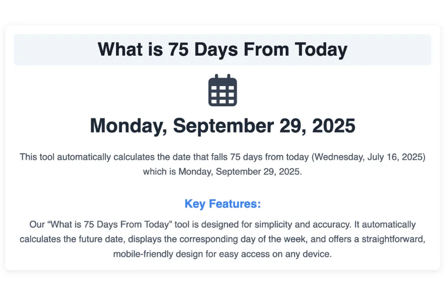 What is 75 Days From Today?