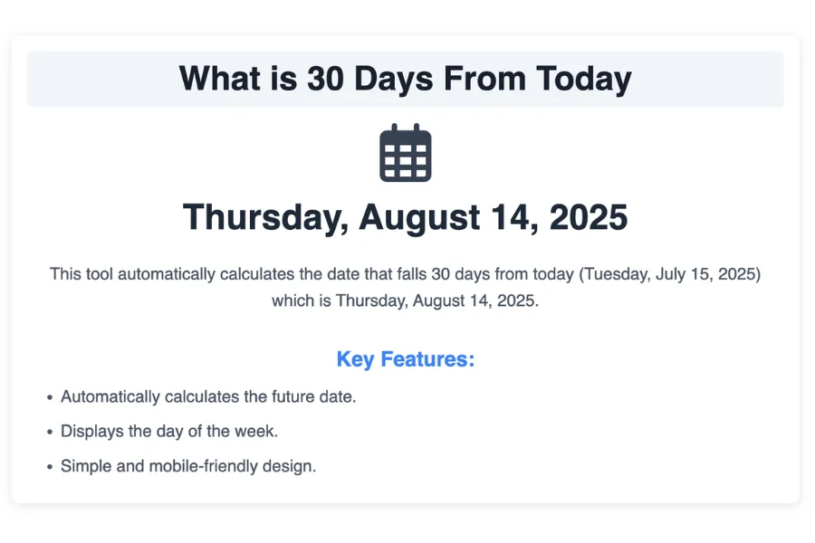 What is 30 Days From Today?