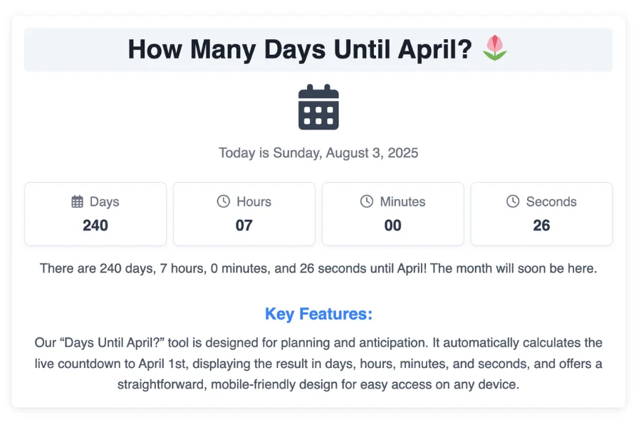 How Many Days Until April?