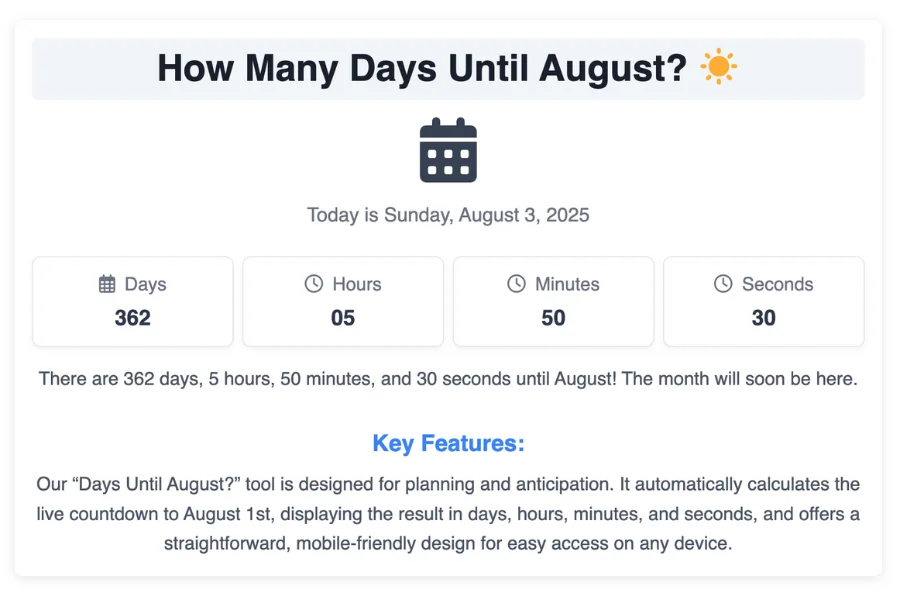 How Many Days Until August?