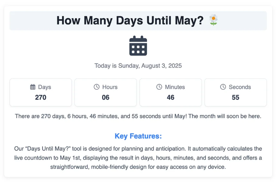 How Many Days Until May?