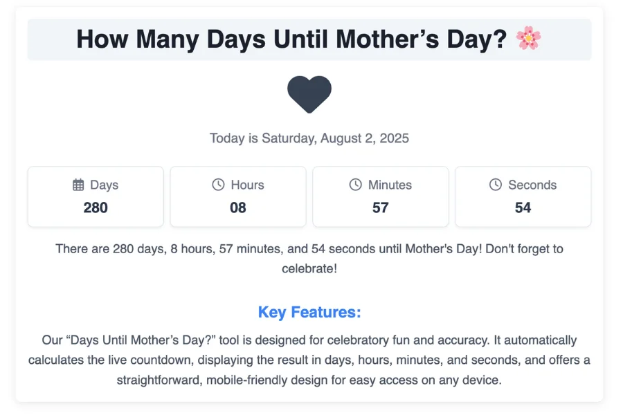 How Many Days Until Mother's Day?