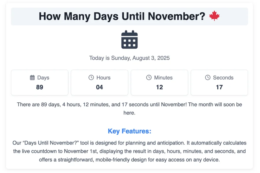 How Many Days Until November?