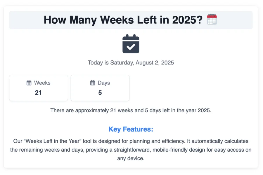 How Many Weeks Left in 2025?