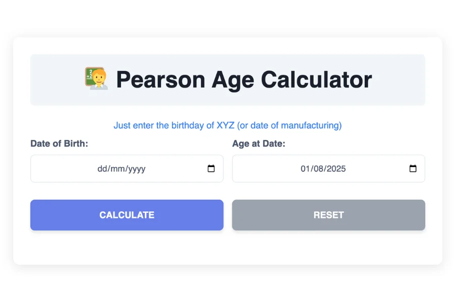 Pearson Age Calculator
