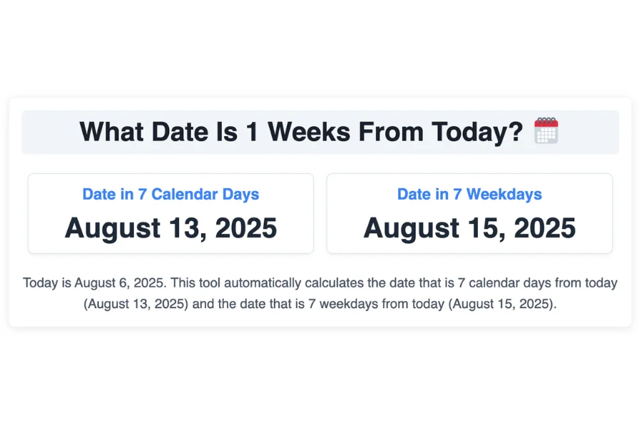 What Date Is 1 Week From Today?