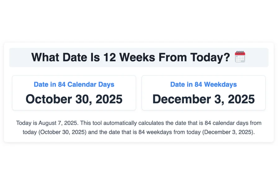 What Date Is 12 Weeks From Today?