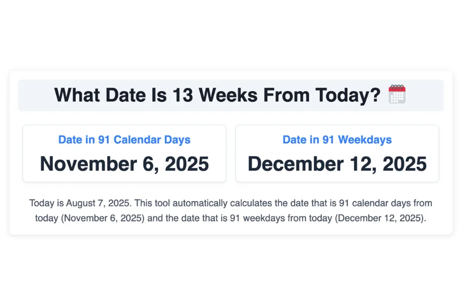 What Date Is 13 Weeks From Today?