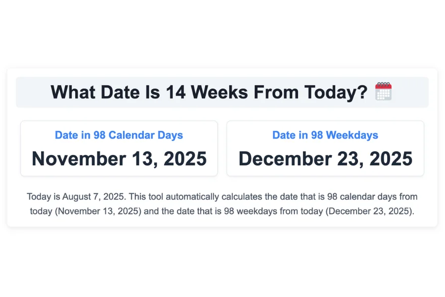 What Date Is 14 Weeks From Today?
