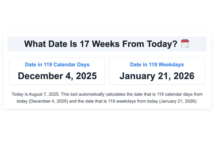 What Date Is 17 Weeks From Today?