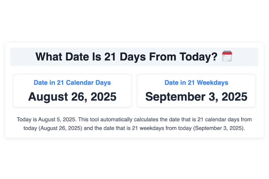 What Date Is 21 Days From Today?