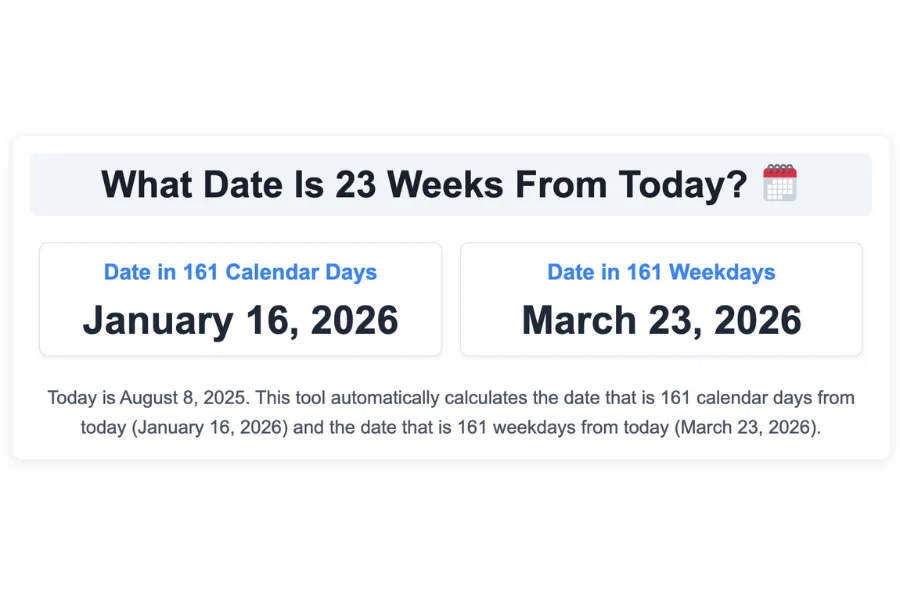 What Date Is 23 Weeks From Today?