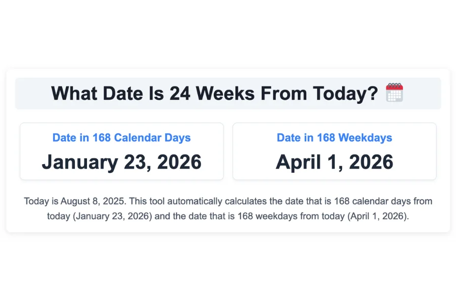 What Date Is 24 Weeks From Today?