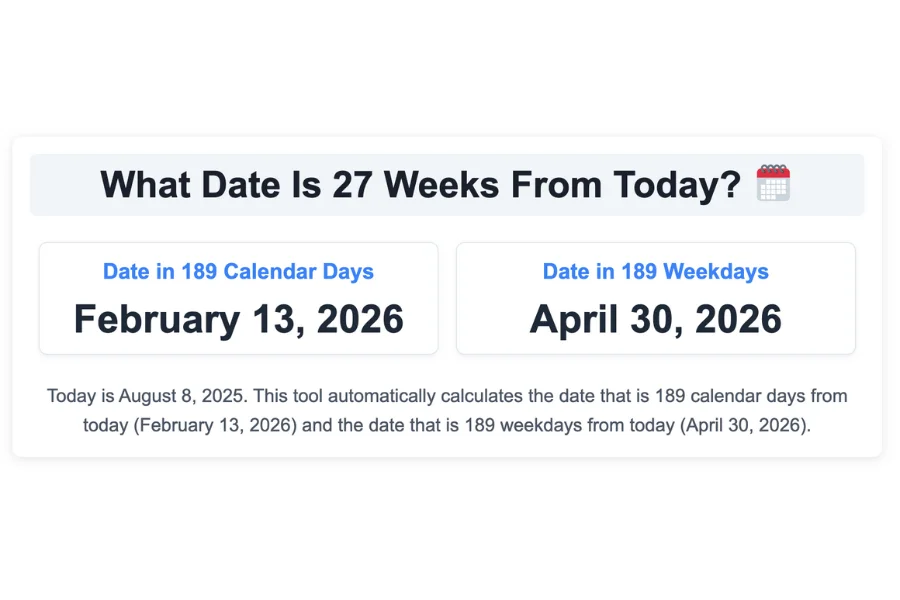 What Date Is 27 Weeks From Today?