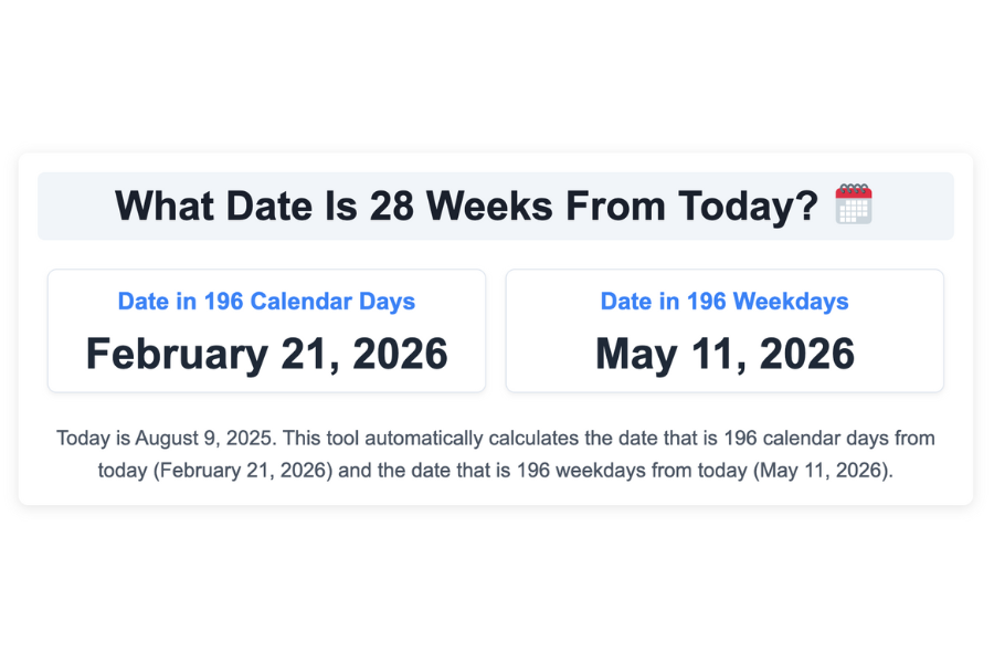 What Date Is 28 Weeks From Today?