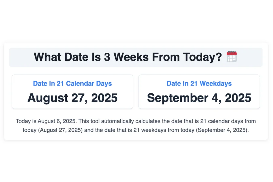 What Date Is 3 Weeks From Today?