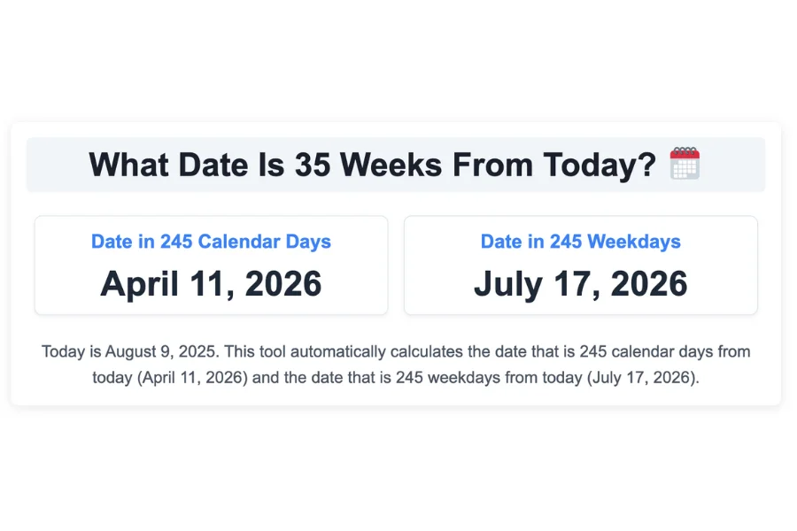 What Date Is 35 Weeks From Today?