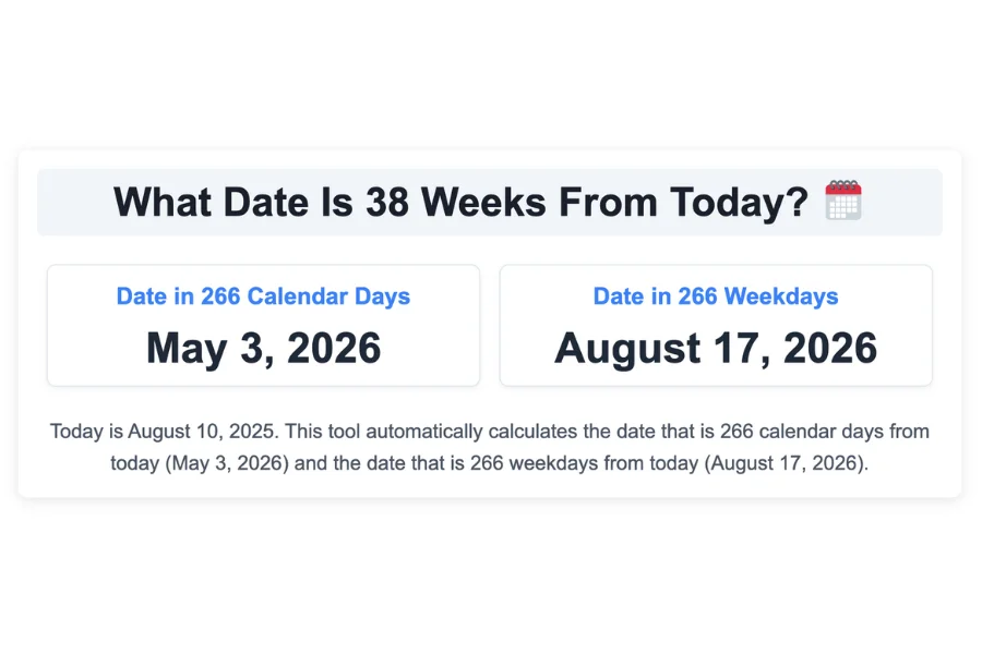 What Date Is 38 Weeks From Today?